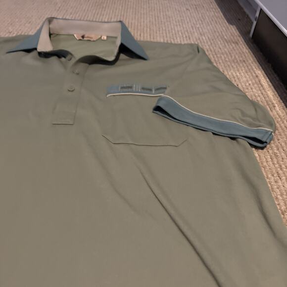 Gabicci Vintage DiCaprio Mens Green Large Short Sleeve Knitted Polo Shirt - Picture 4 of 8